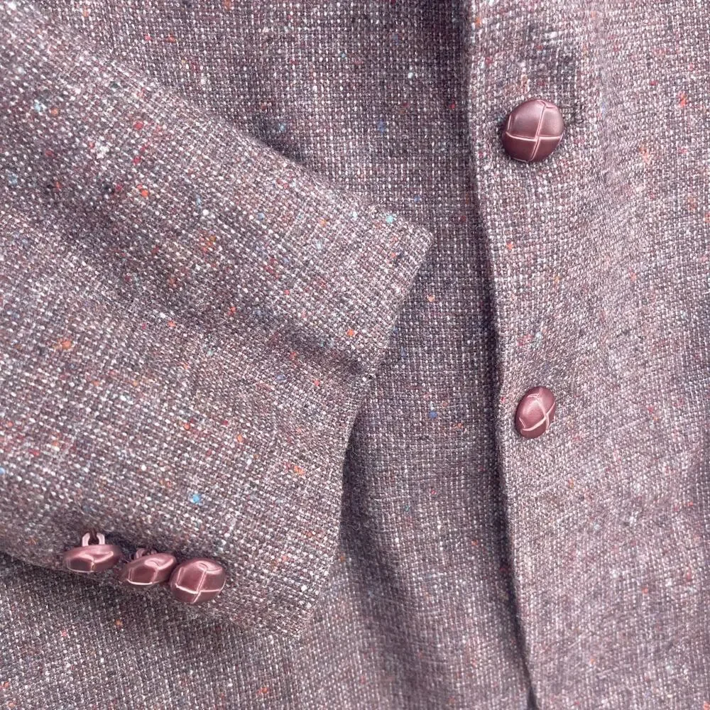Fioravanti Tweed Sport Coat Brown Patch Pocket Elbow Patches Bespoke Mens 40L